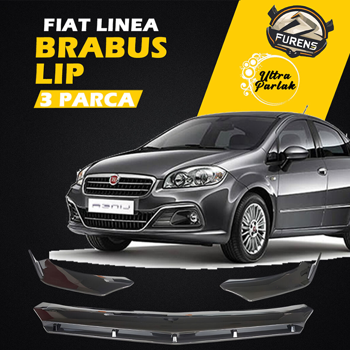 Fiat Linea Uyumlu Brabus Ön Lip 3 Parça Kanatlı Lip