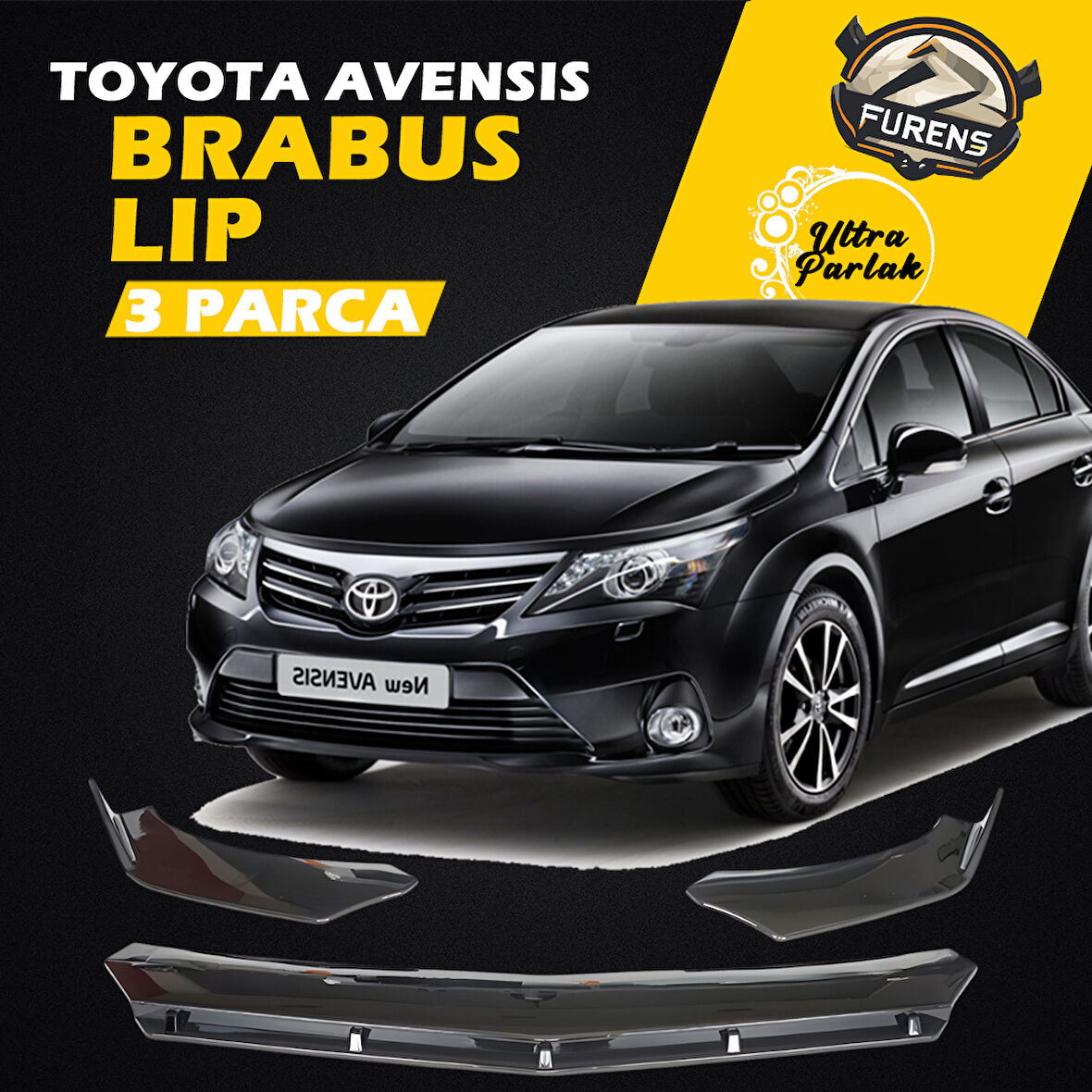 Toyota Avensis 2015-2018 Uyumlu Brabus Ön Lip 3 Parça Kanatlı Lip