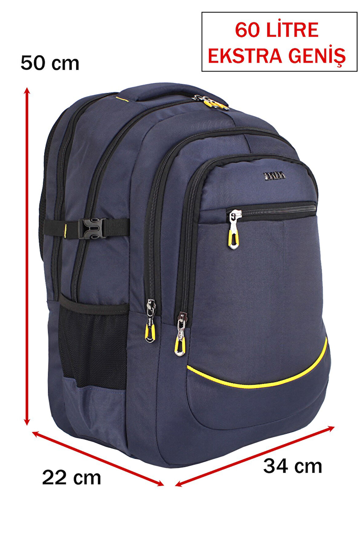 Dada Dağcı Seyahat Günlük Sırt Çantası 60 Litre 17,3 İnç Ortopedik Su Geçirmez Kumaş