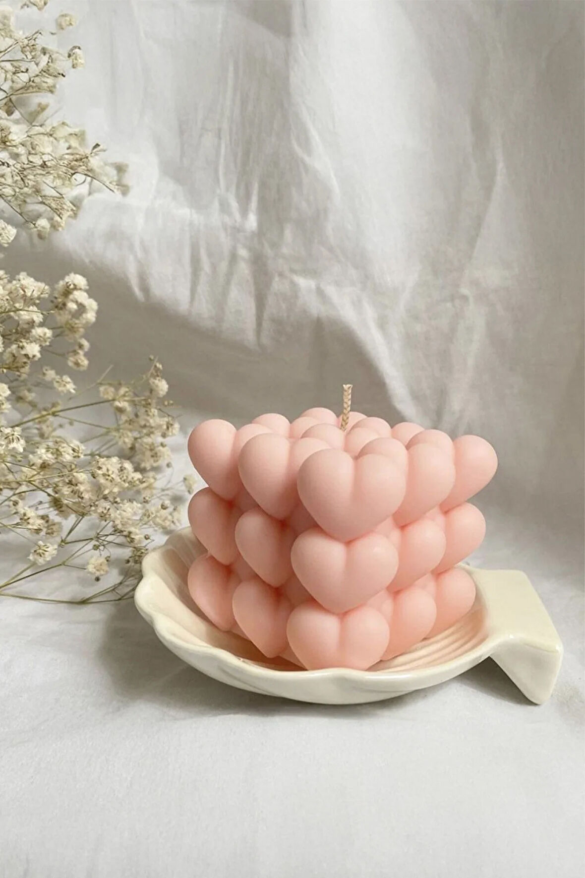 Bubble Kalp Figürlü Küp Soya Mumu