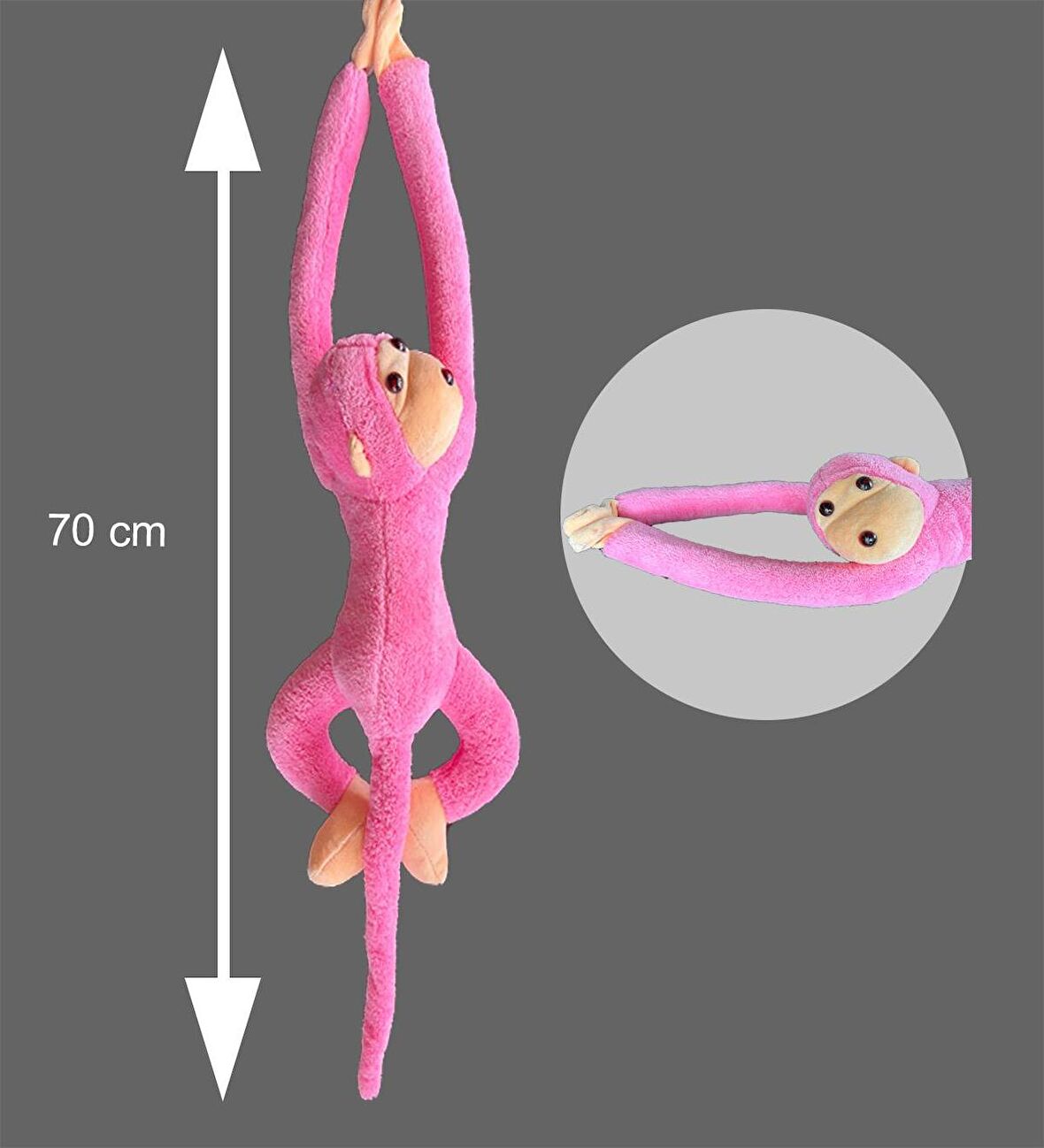 Sevimli Peluş Maymun Oyuncak , Elleri Yapışabilen  70 cm 