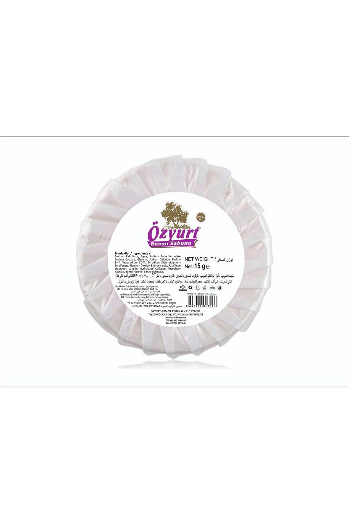 Yuvarlak Sargılı Kalıp Sabun 15 gr X 1000 Adet = 1 Koli