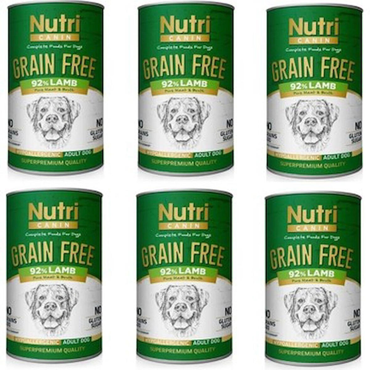 NUTRİ CANIN KUZU AROMALI TAHILSIZ YETİŞKİN KÖPEK KONSERVESİ 400GR.X6ADET