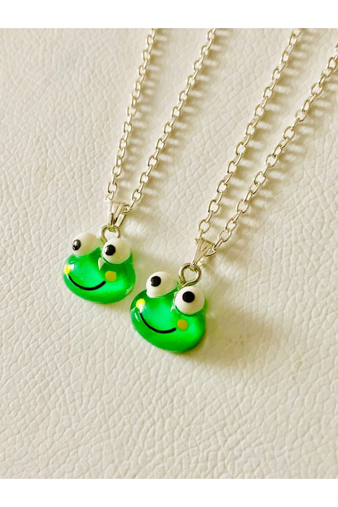 Sevimli  Kurbağa Frog  2’li Kolye BF Arkadaşlık Kolyesi Aksesuar Şık
