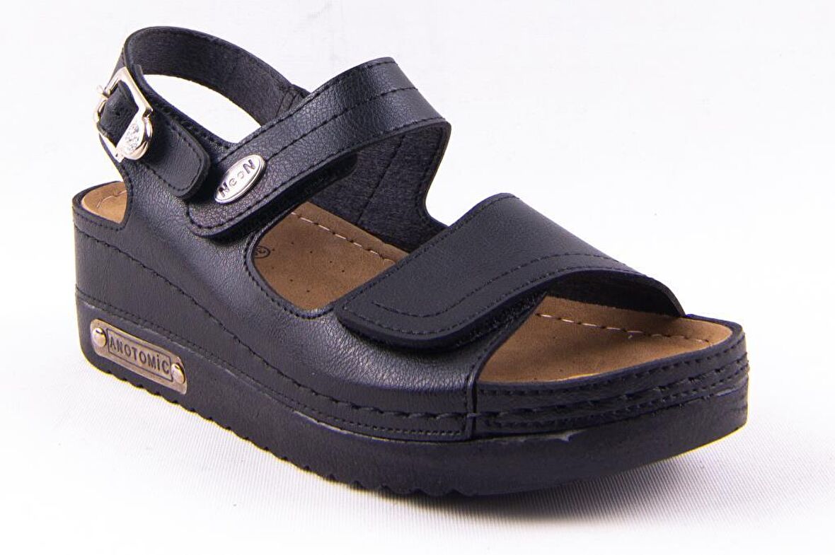 Dagoster DZA37-3014 Siyah Günlük Ortopedik Kadın Sandalet