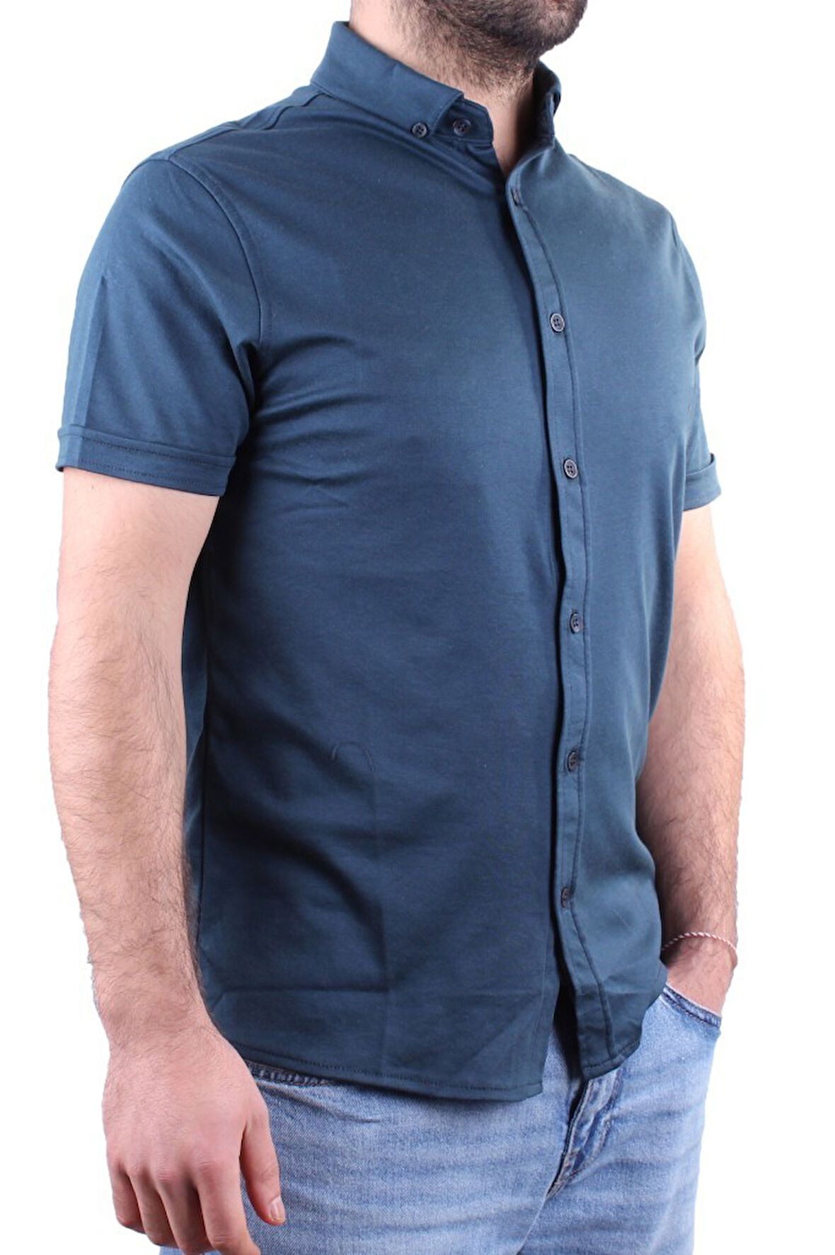 Twister 1853 Petrol Kısa Kol Günlük Pamuklu Erkek Gömlek