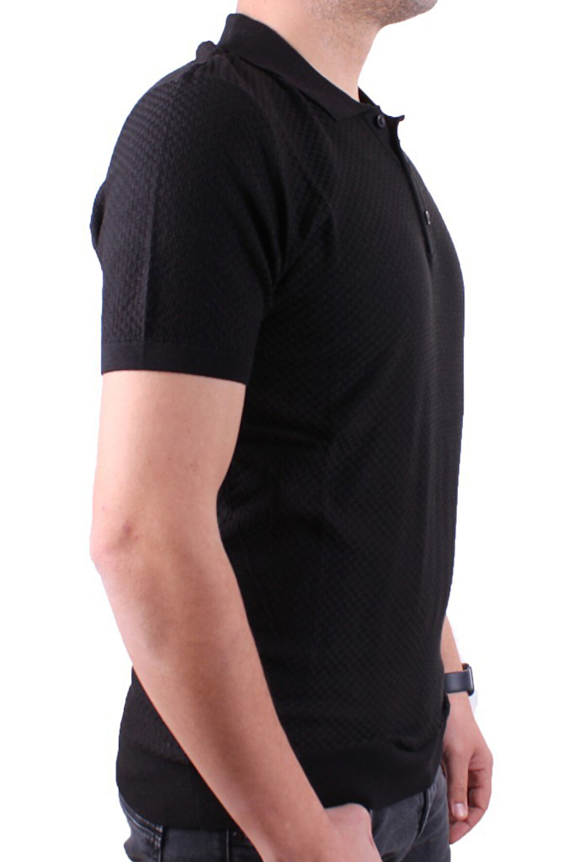 Dagoster DMG23-511231 Siyah Günlük Polo Yaka Erkek Tişört