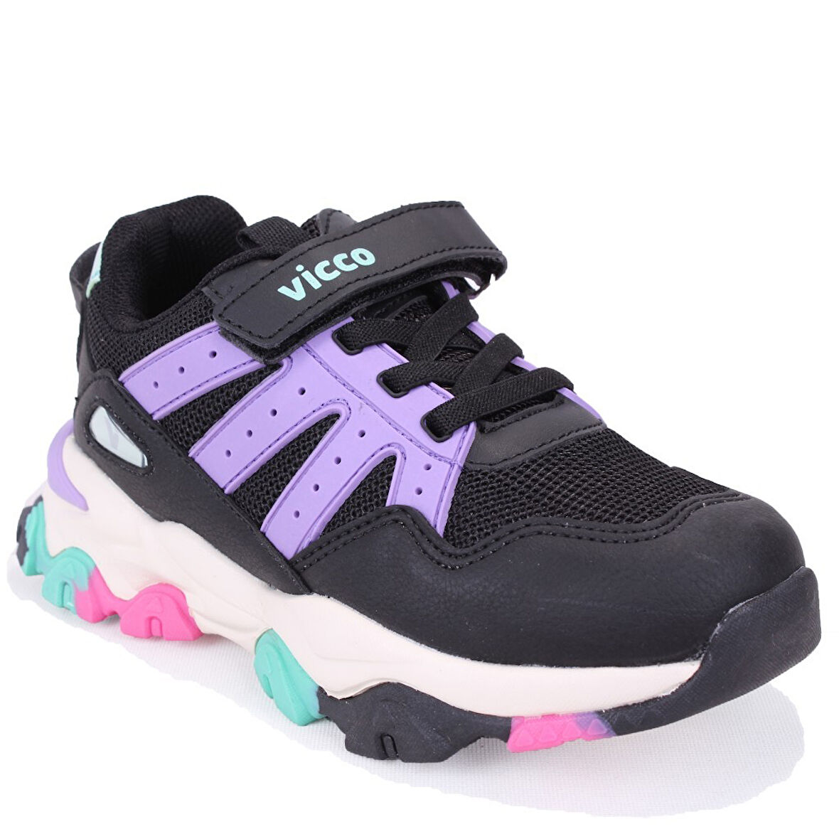 Vicco Teo 869F25K304 Siyah Mor Ortopedik Günlük Kız Çocuk Spor Ayakkabı
