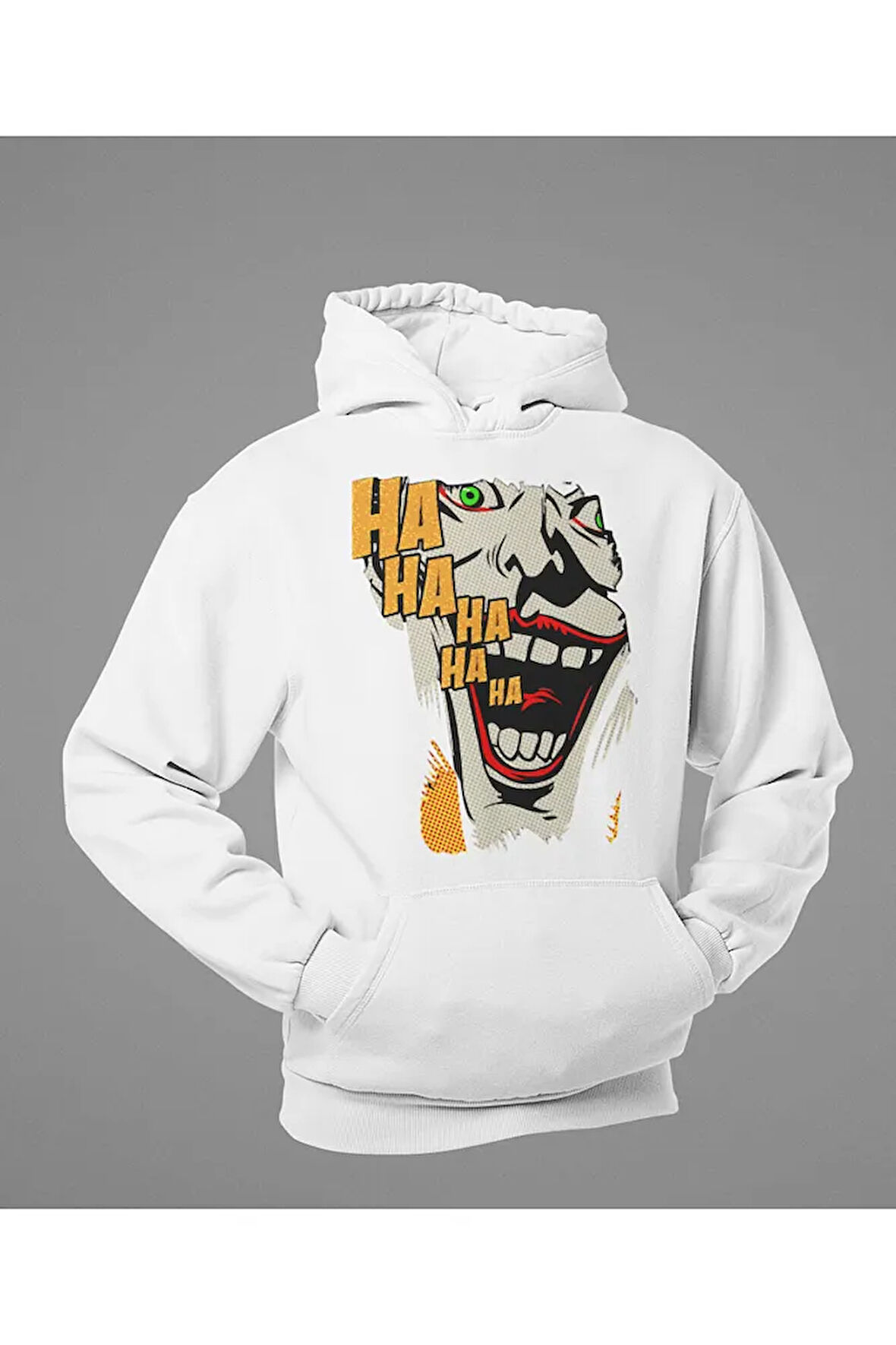 Ha Ha Ha Yazılı Joker Baskılı Unisex Oversize Dc Hoodie