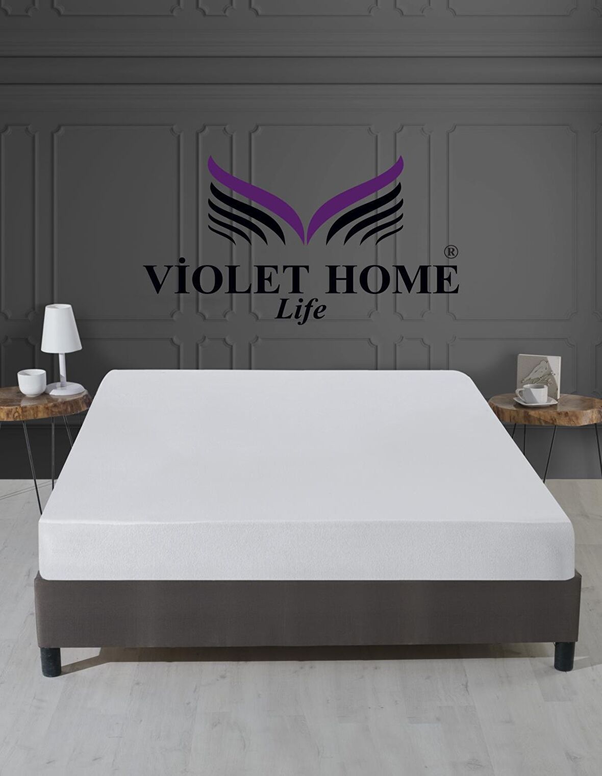 Violet Life Pamuklu Fitted 180 x 200 Su Geçirmez Alez Beyaz