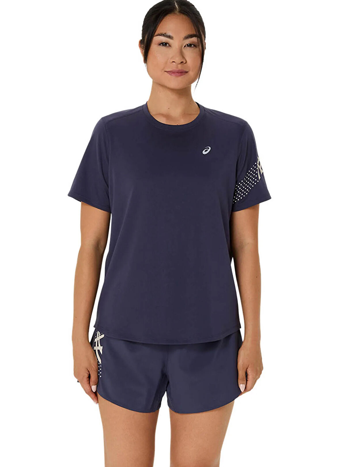 2012D177-500 ASICS ICON SS TOP Mor Yuvarlak Yaka Normal Kalıp Kadın T-Shirt