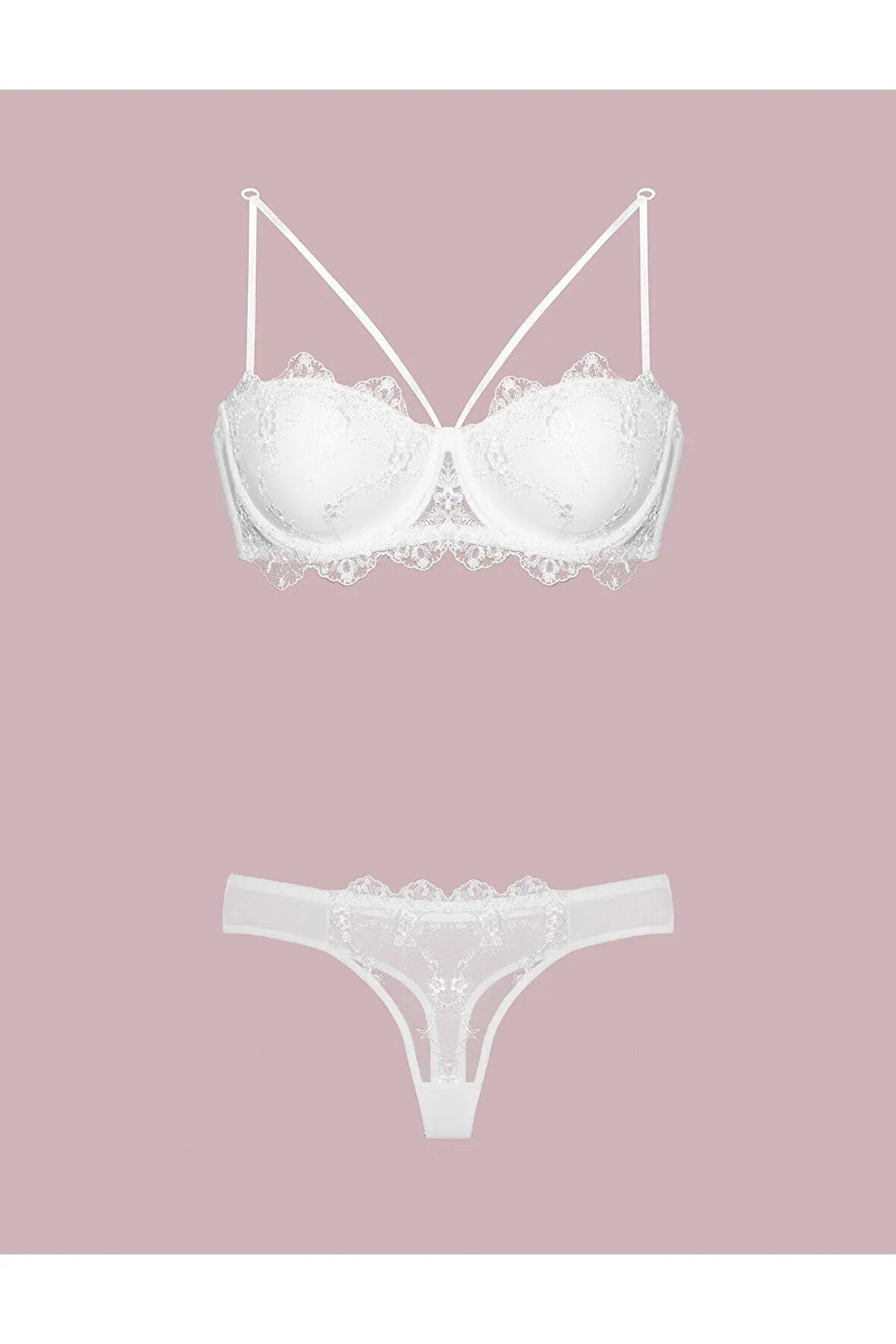 Kadın Destekli Straplez Sütyen Takım - Kırmızı 4591