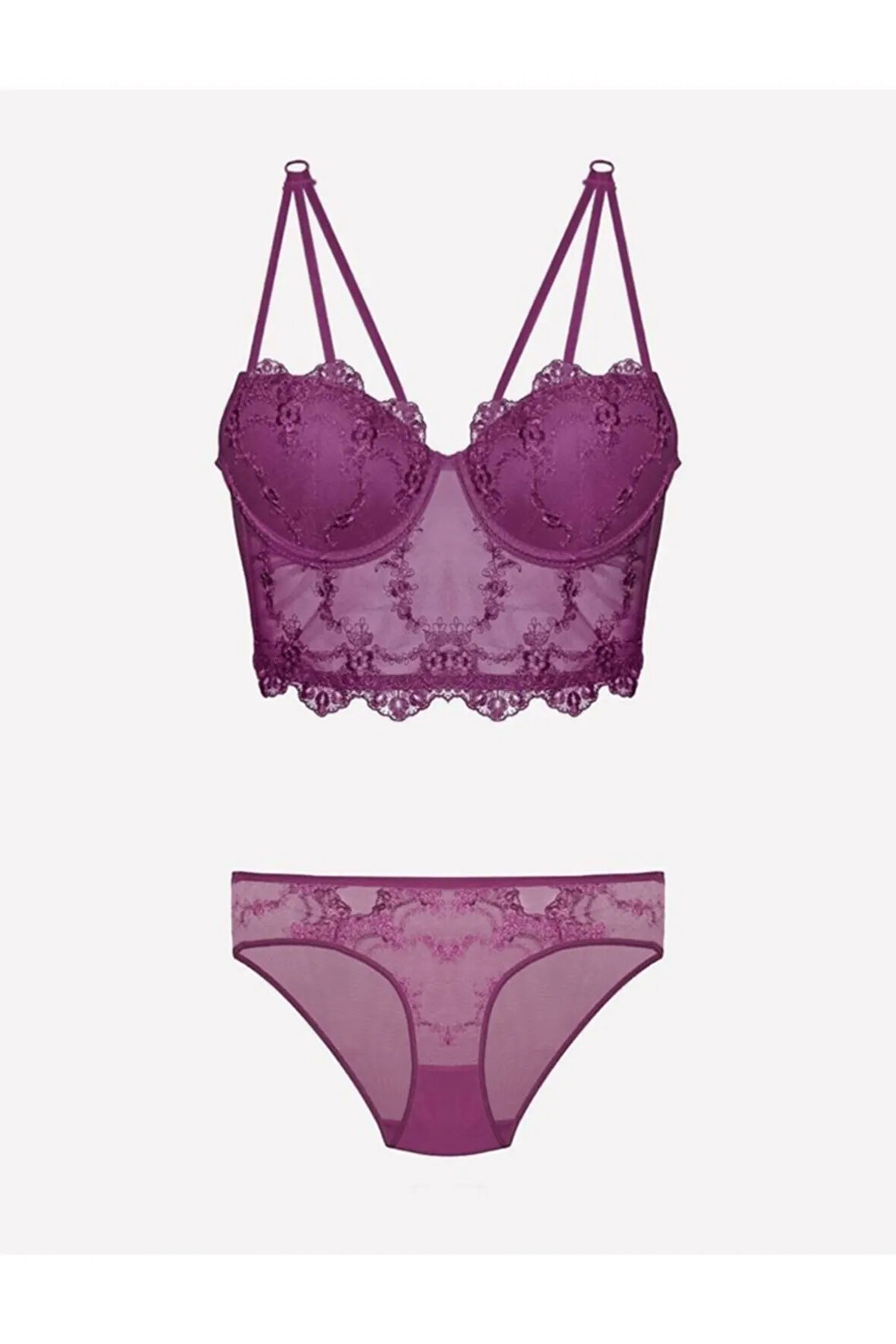 Kadın Kırmızı Destekli Sütyen Külot Takım 4491