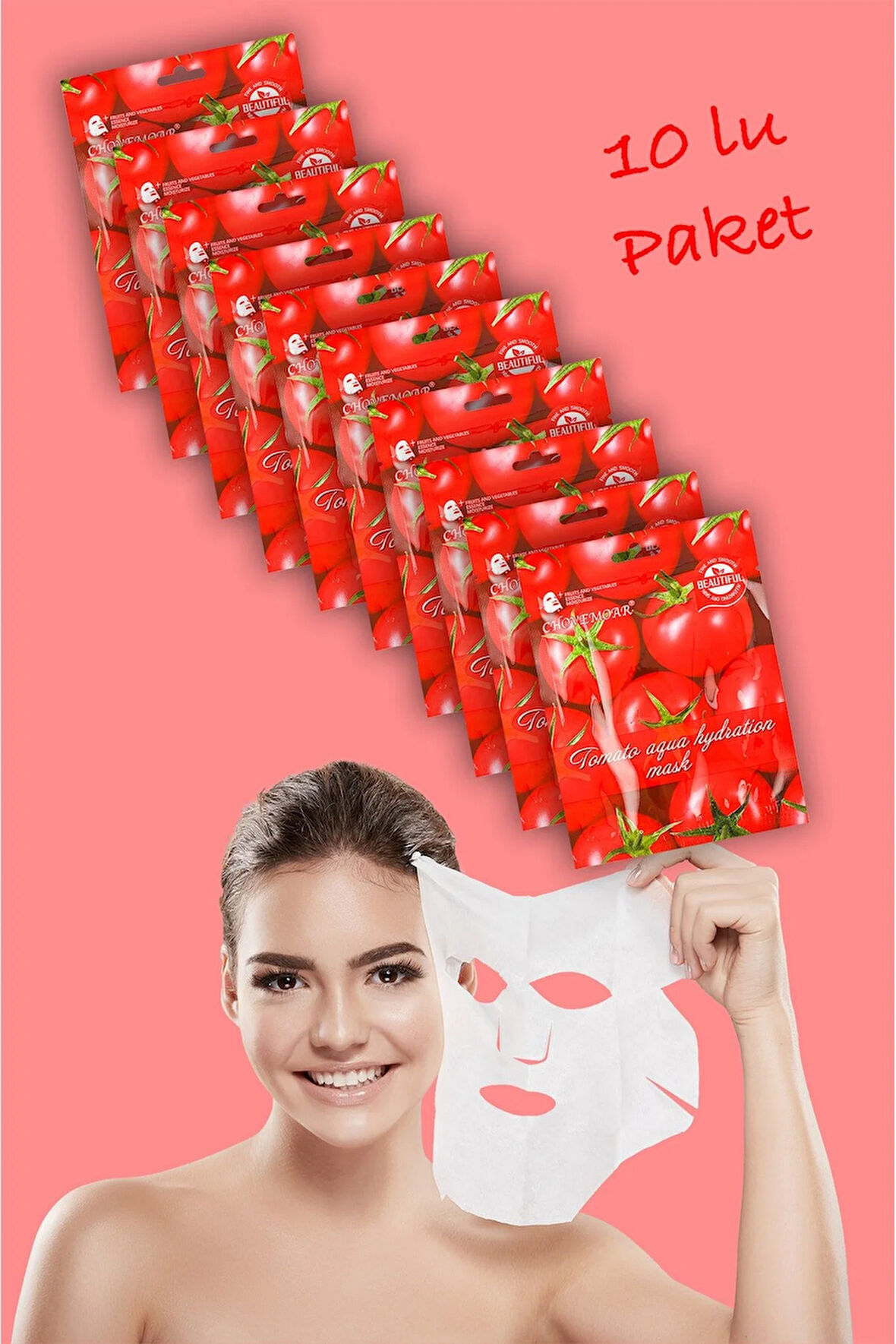 10 Adet Domates Suyu Onarıcı Yüz Maskesi Aqua Hydration Mask XLM90