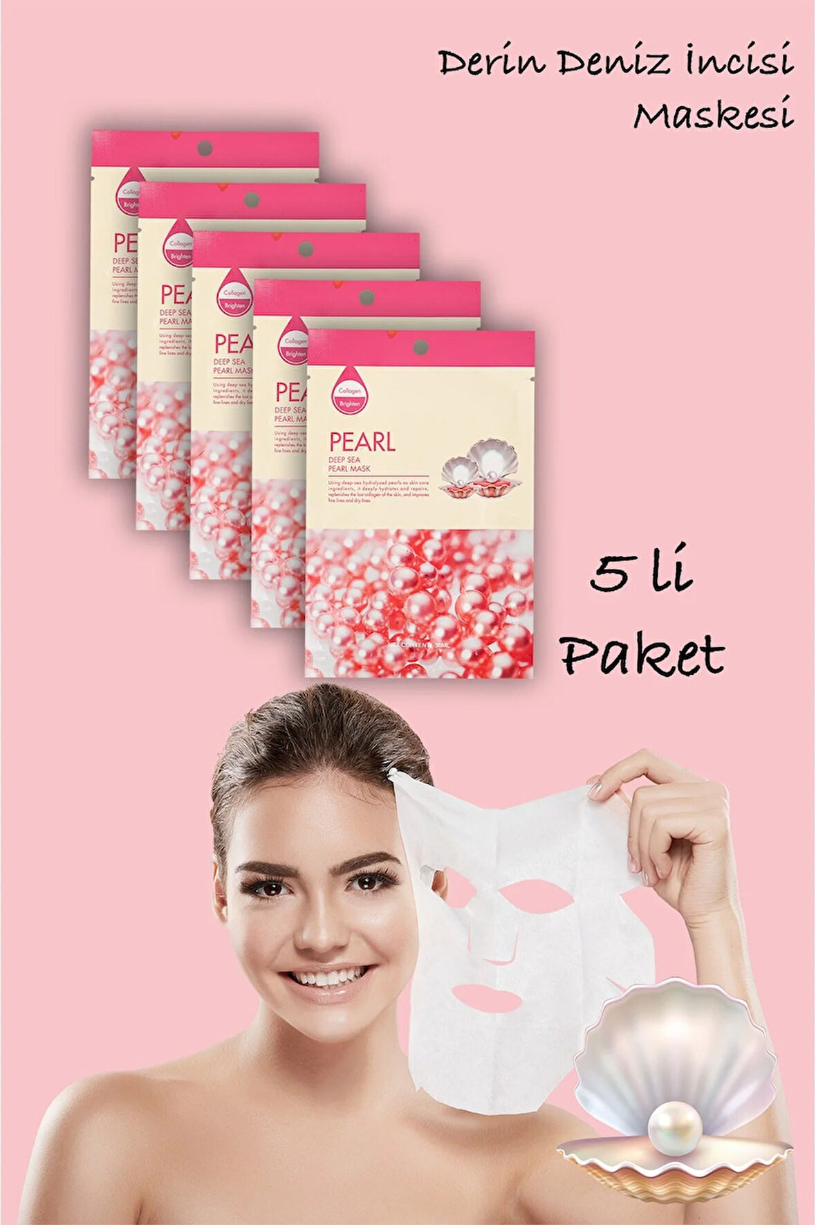 5 Adet Derin Deniz İnci Maskesi Hanımeli Özlü Deep Sea Pearl Mask XLM434
