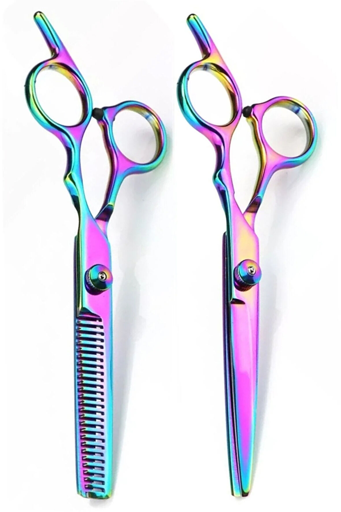 2'li Profesyonel Berber Kuaför Seti Düz Uçlu+Ara Makas 6.5 İnç Saç Kesim Makası Rainbow XLQ501