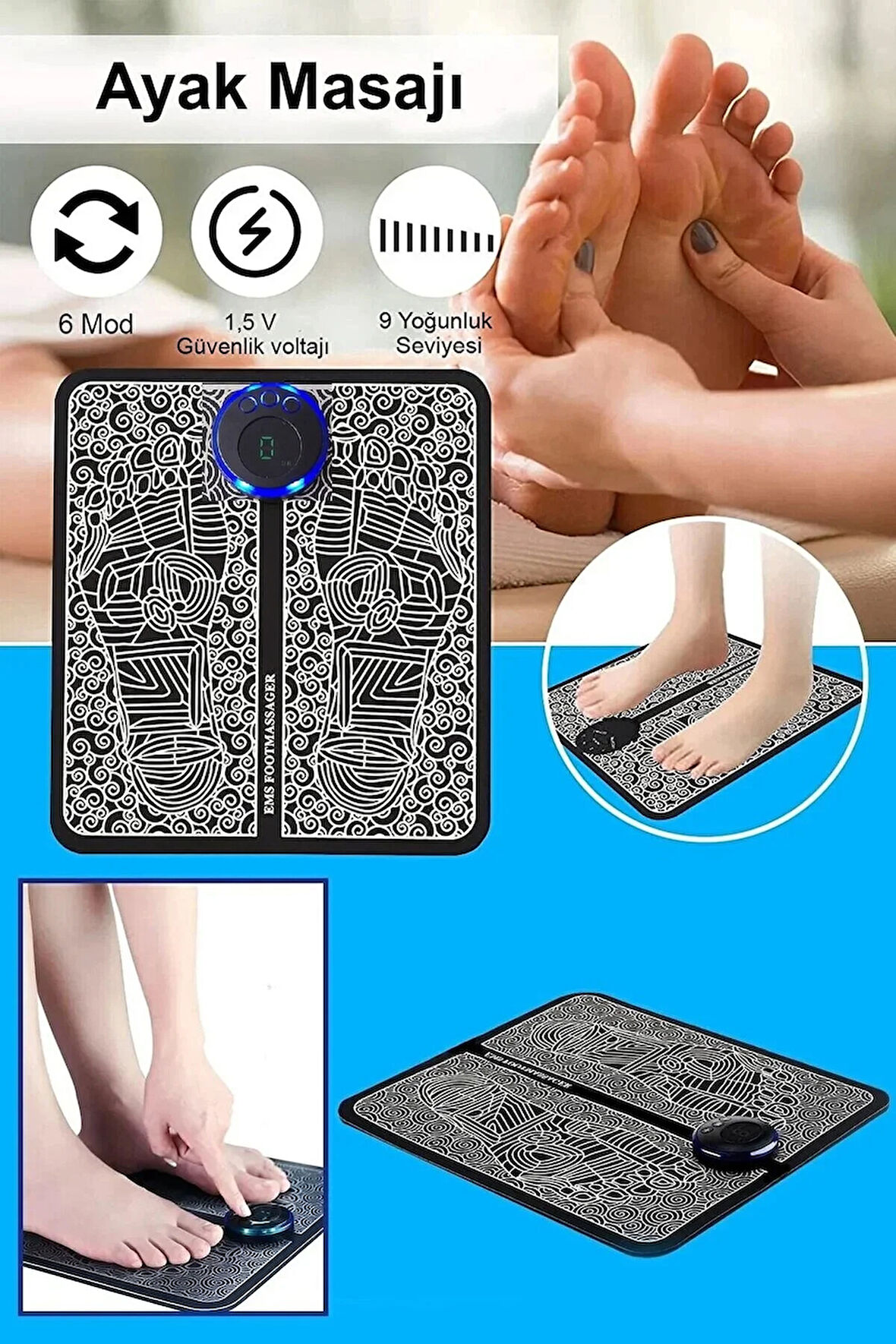 Akapuntur Ayak Stimülasyon Masaj Pedi Katlanır Taşınabilir