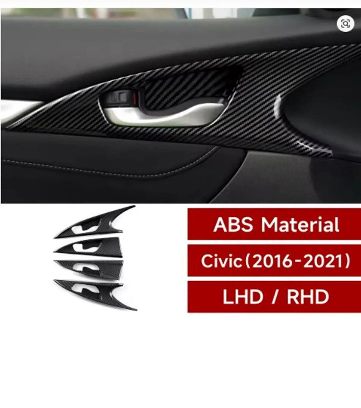 Honda Civic  fk7 FC52016-2021 UYUMLU İç 4 Kapı Kolu Çerçevesi Karbon Kalın Üründür