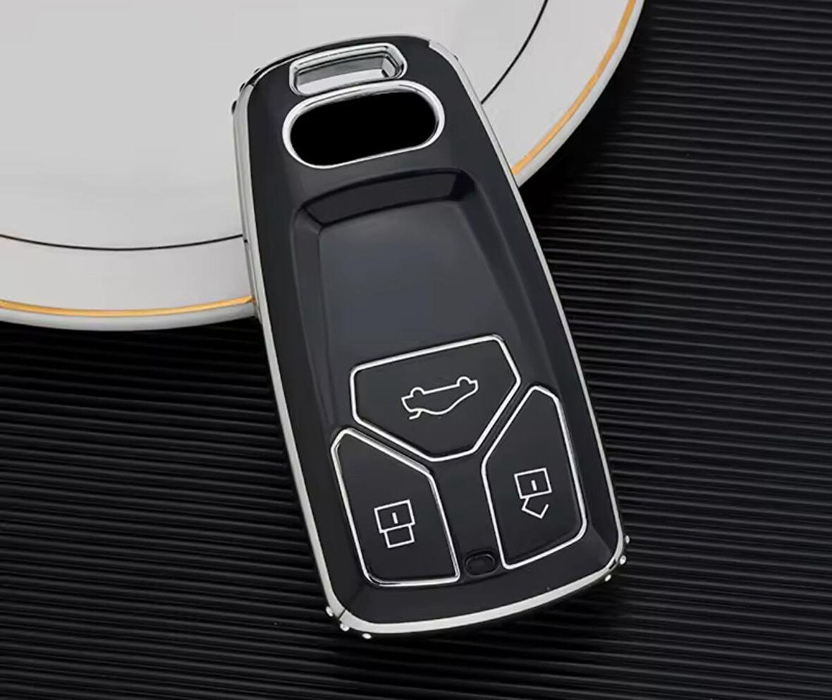 Audi A6 A5 Q7 S4 S5 S7 A4 B9 A41 4m 8W Q5 Tt Tts Rs 8s Anahtar Koruma Kılıfı Siyah/Gümüş