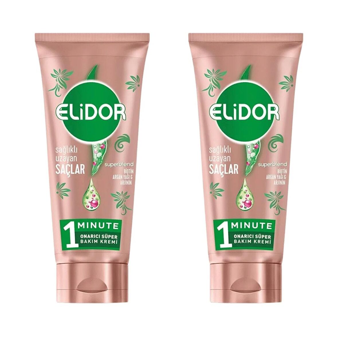 Elidor 1 Minute Onarıcı Süper Saç Bakım Kremi Sağlıklı Uzayan Saçlar 170 ml X 2 Adet