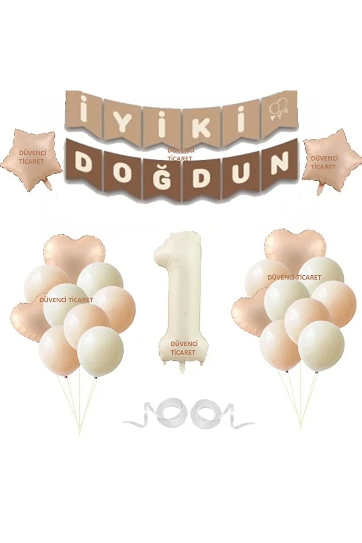 RETRO BEJ RENK FOLYO BALON YAŞ FOLYOLU SET