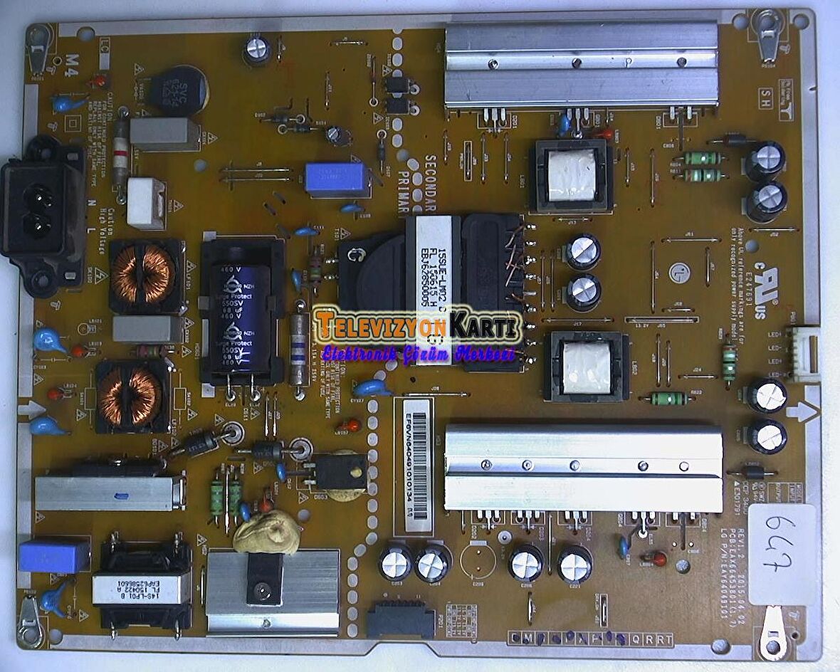 EAX66453801 (1.7), EAY64049101, EAX66453801(1.7), LG 43UF6807-ZA, Power Board, Besleme, LC430EGG-FHM1