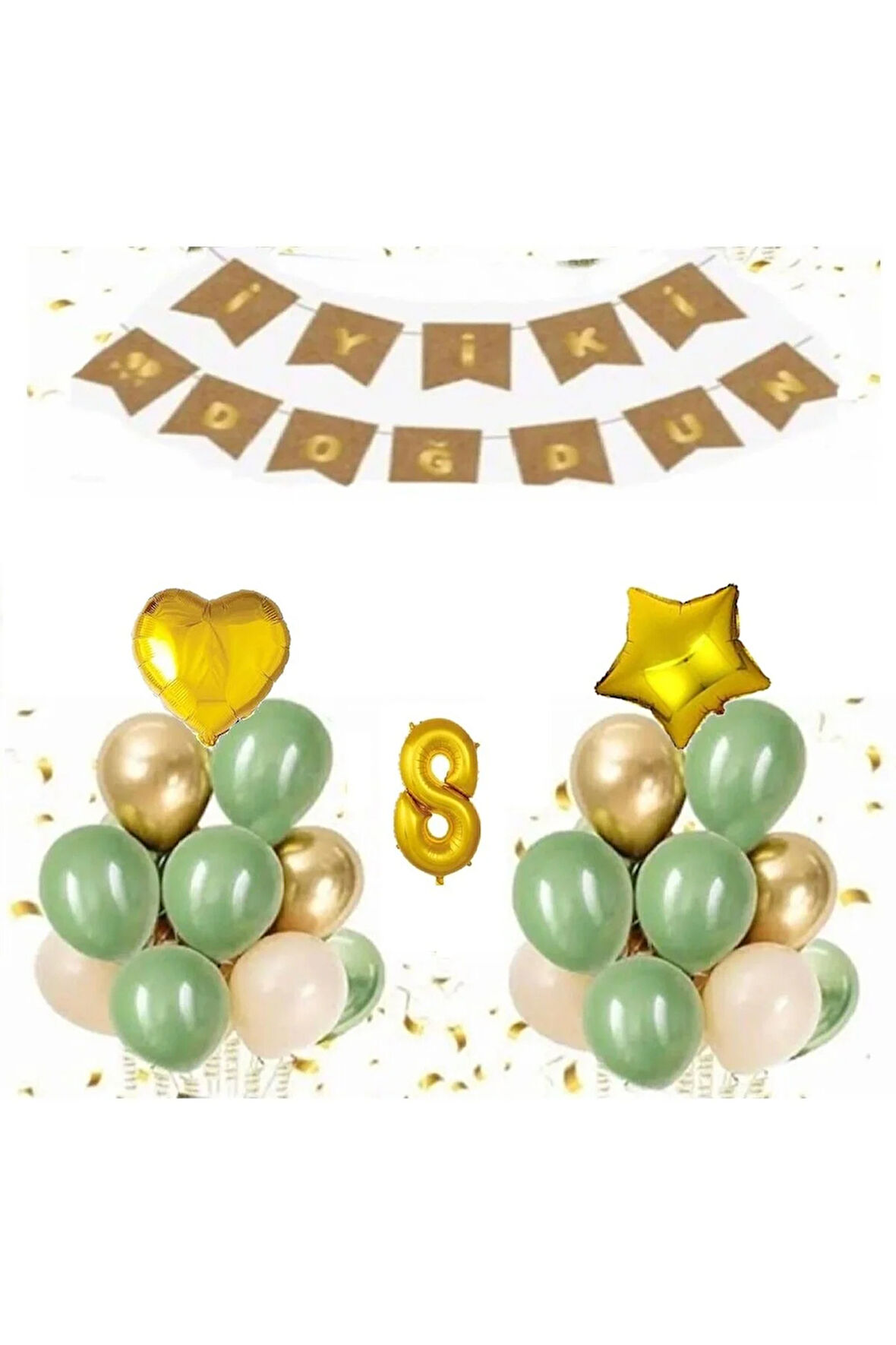 1 Yaş Kraft Gold Varaklı Iyi Ki Doğdun Banner Balon Set