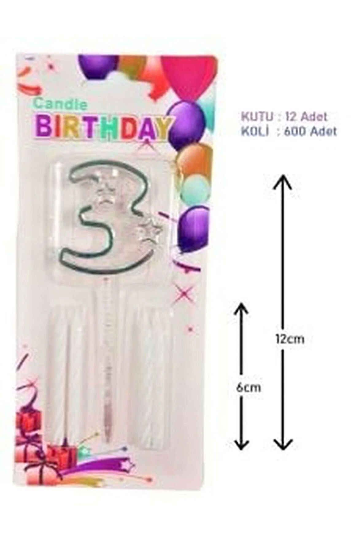 MİKA ŞEFFAF RAKAM GÜMÜŞ MUM 12CM