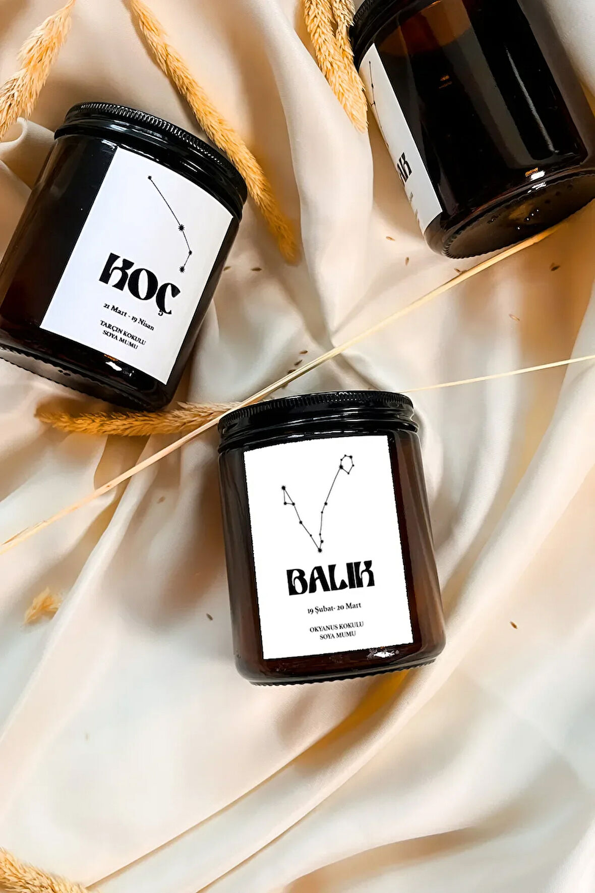 Balık Burcu Okyanus Kokulu %100 Soya Mumu Amber Kavanoz Mum