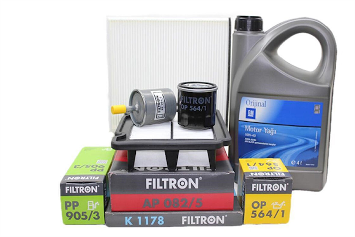 Chevrolet Aveo Filtron 1.2 Benzinli Motor Bakım Seti GM 10W40 4 LT Yağlı