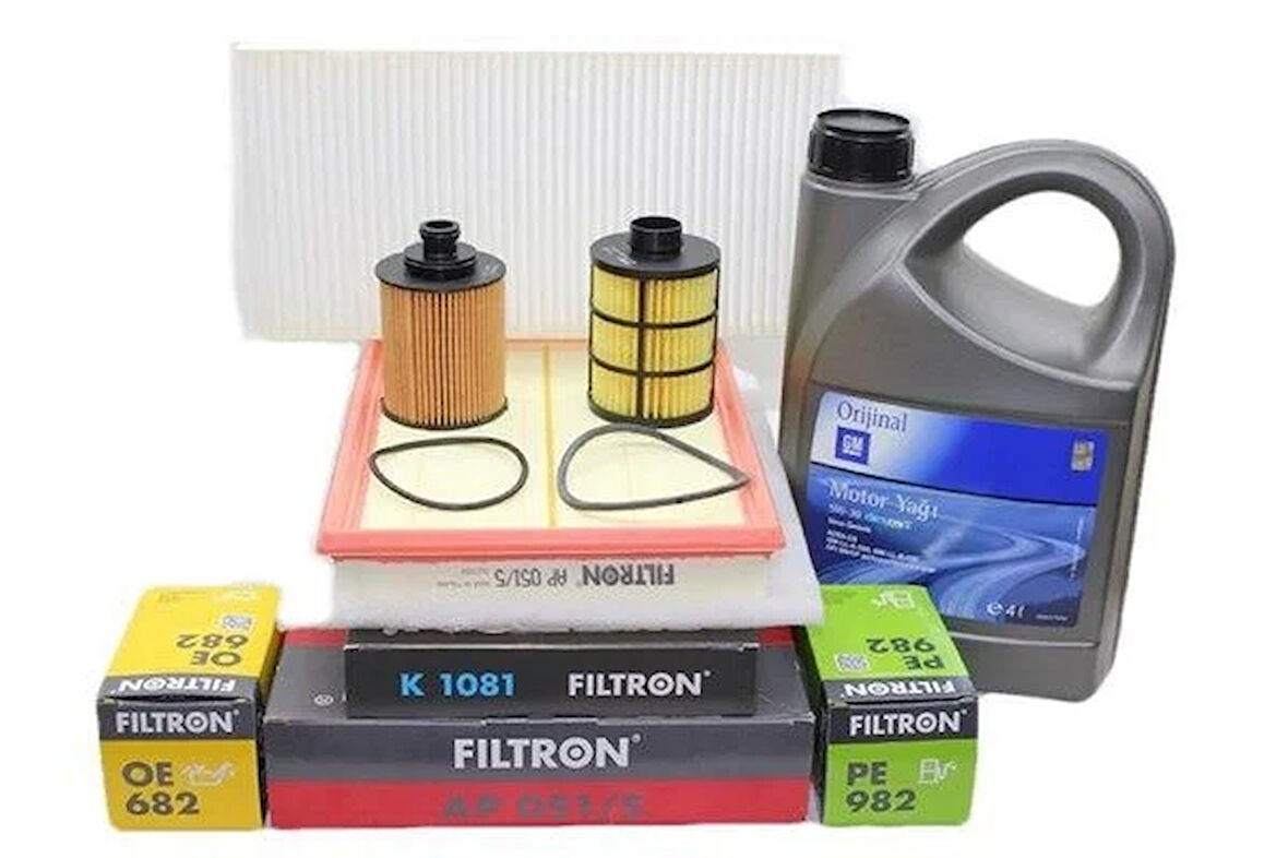 Opel Combo C Filtron 1.3 Dizel Motor Bakım Seti Yağ Filtresi Çıkıntılı GM 5W30 4 LT Yağlı (FİLT.COM.1.3-)
