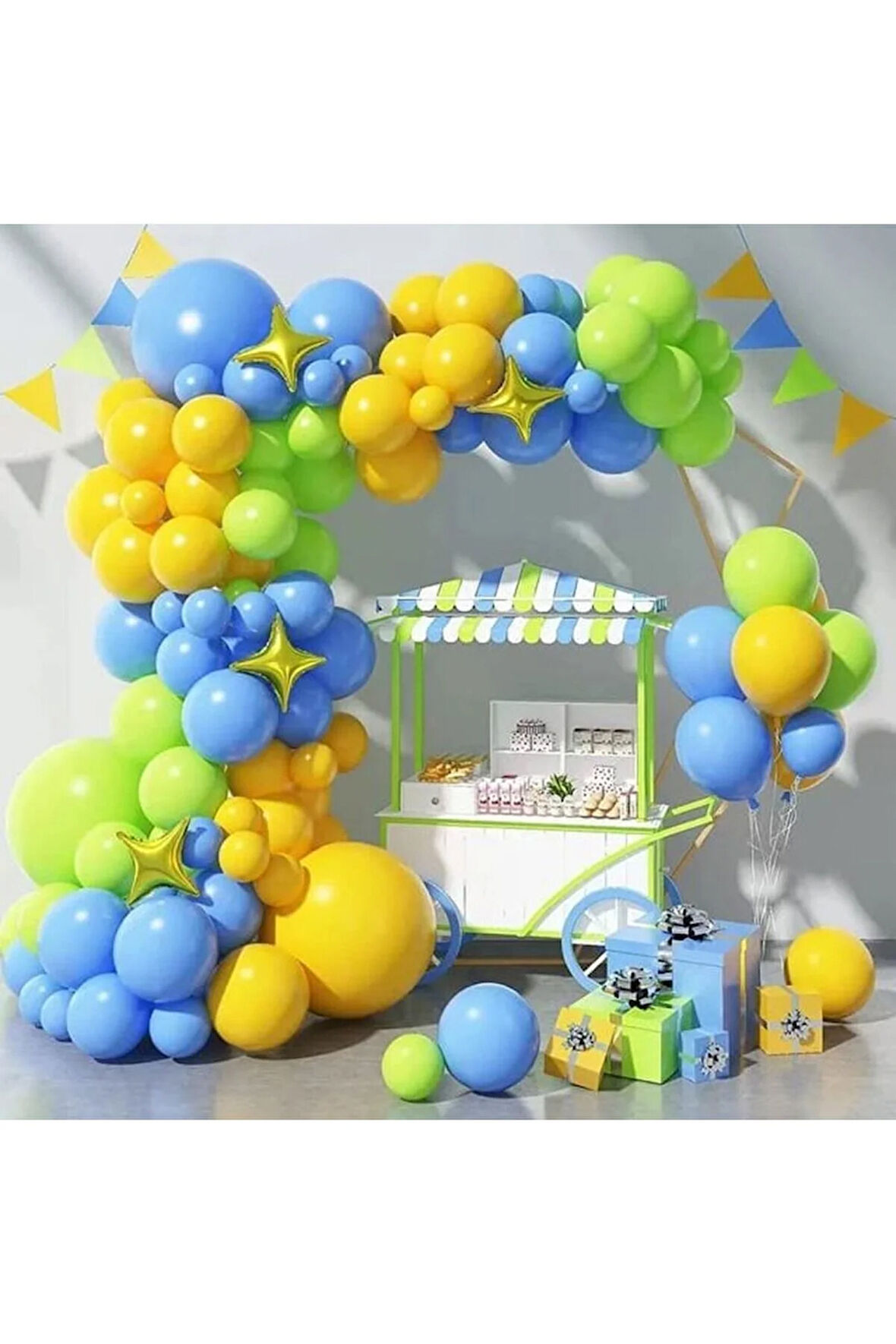 SARI MAVİ YEŞİL TONLARININ BİRLEŞİMİ LÜK BALON SET