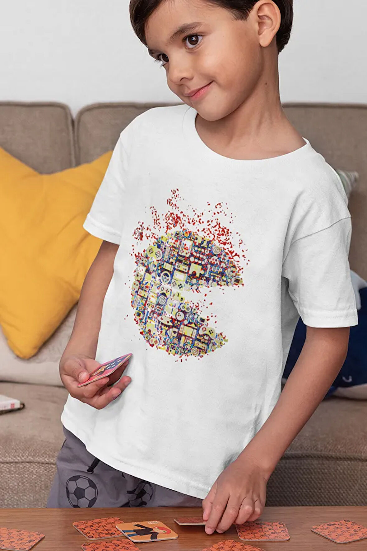 Pacman Baskılı Unisex Oyun Çocuk Tişört (1-12 YAŞ)