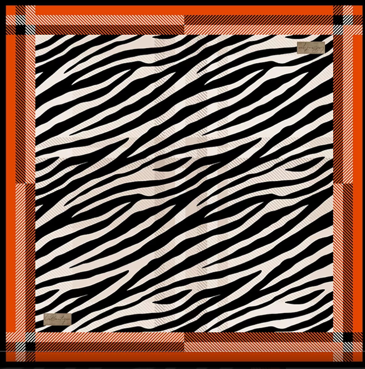 La Boutique Tivil İpek Eşarp 2102 - 04 Siyah Karışık Desen