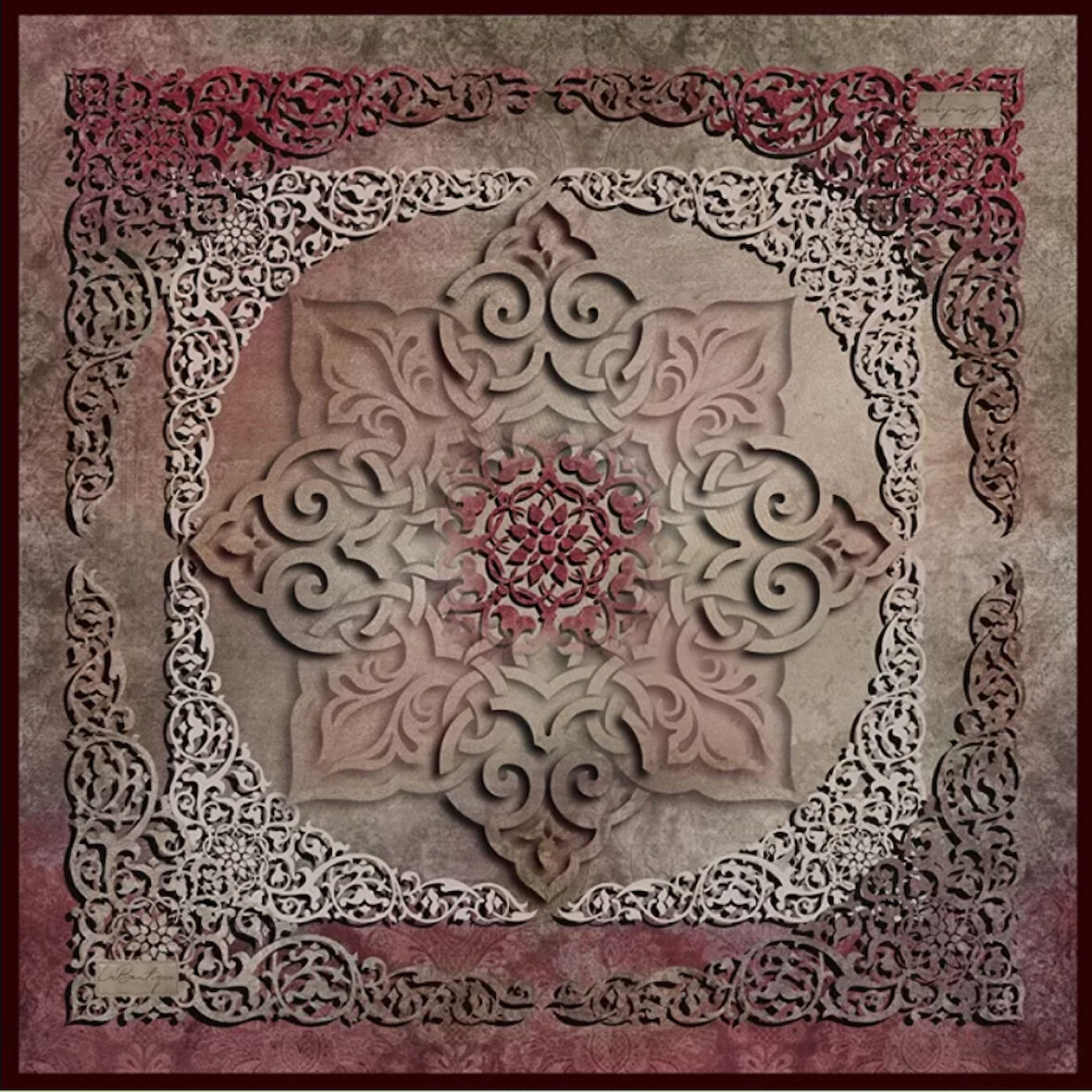 La Boutique Tivil İpek Eşarp 2117 - 02 Kahverengi Karışık Desen