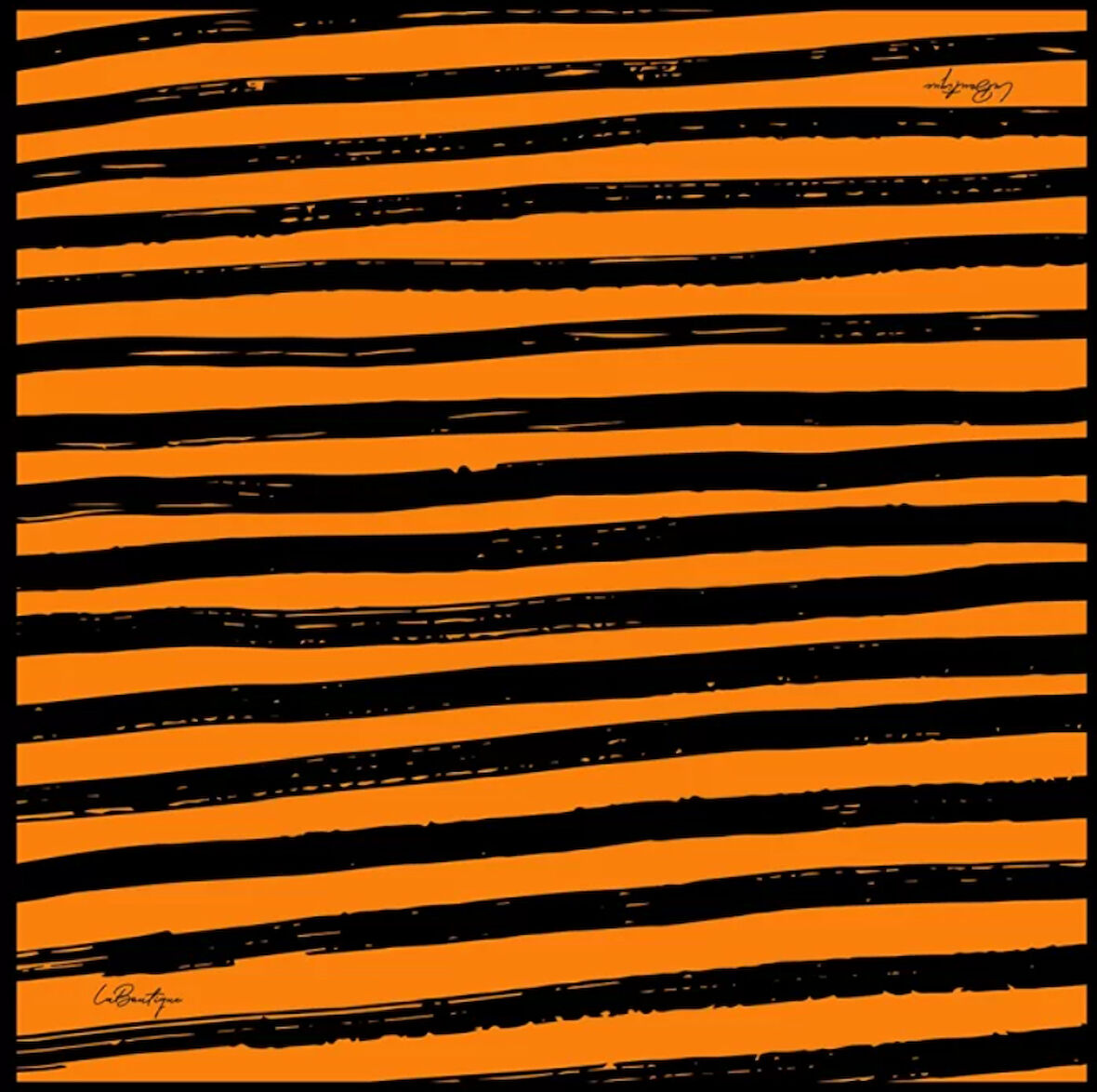 La Boutique Tivil İpek Eşarp 2139 - 10 Siyah Turuncu Karışık Desen