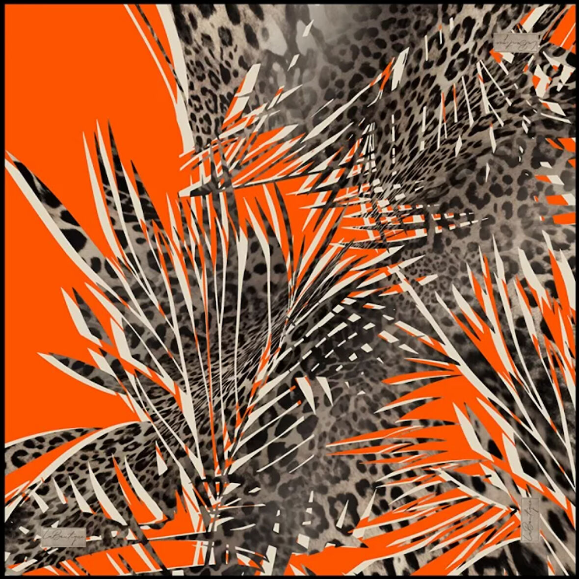 La Boutique Tivil İpek Eşarp 2140 - 09 Turuncu Karışık Desen