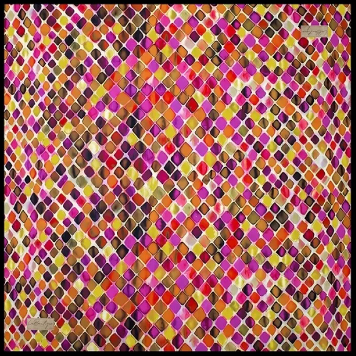 La Boutique Tivil İpek Eşarp 2162 - 01  Turuncu Karışık Desen