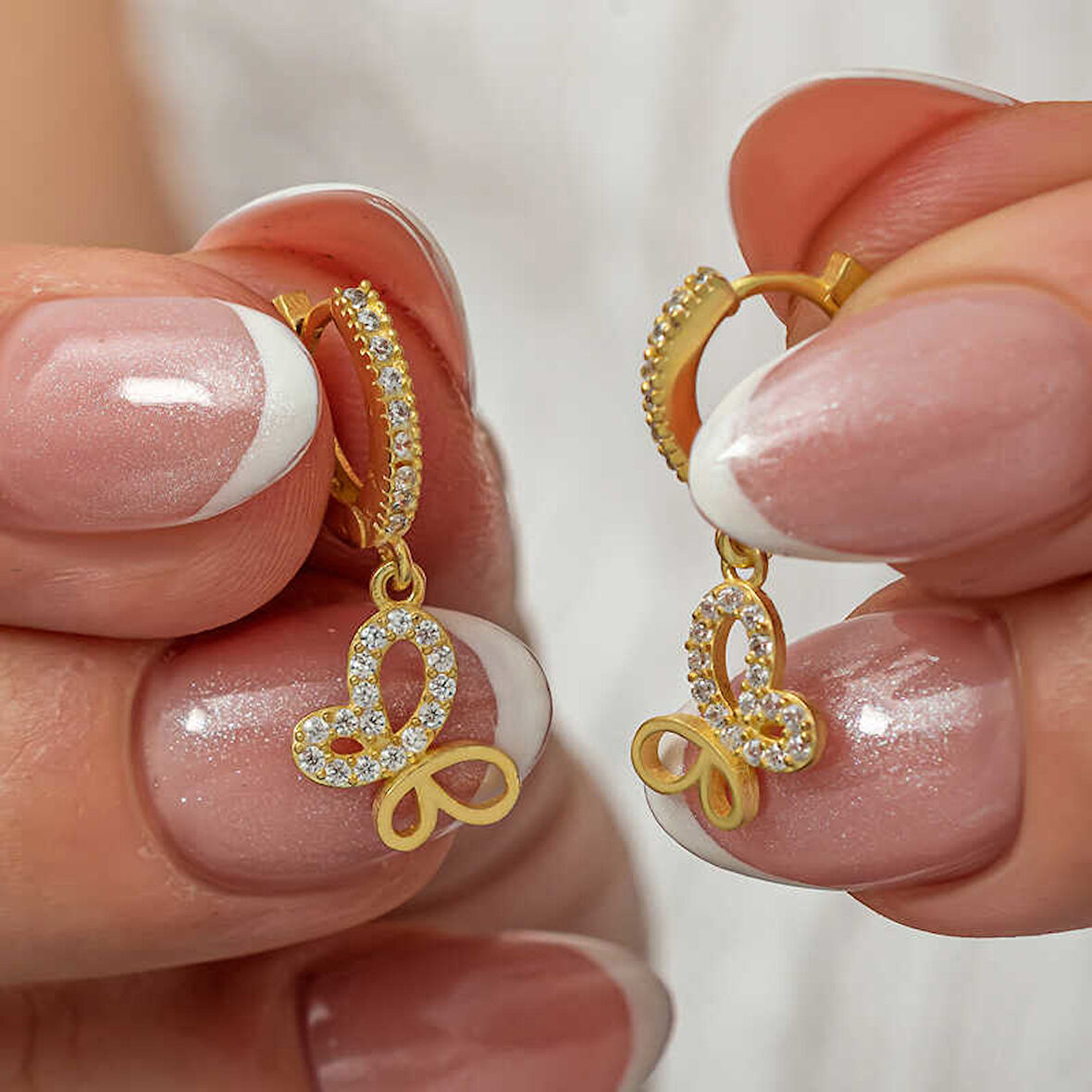 Himarry Gümüş Sallantılı Gold Kelebek Kadın Küpe