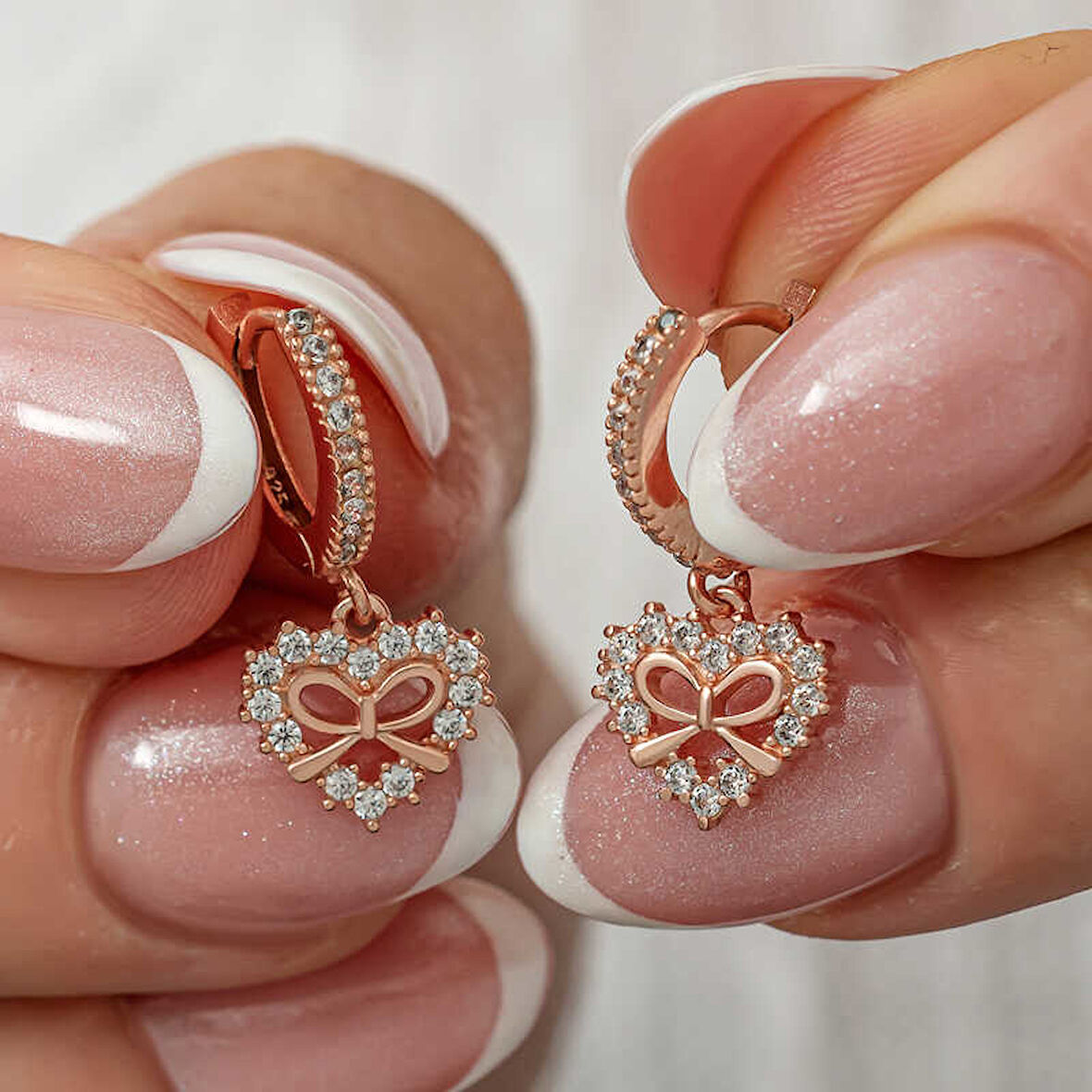 Himarry Gümüş Rose Kalp Kurdele Sallantılı Kadın Küpe