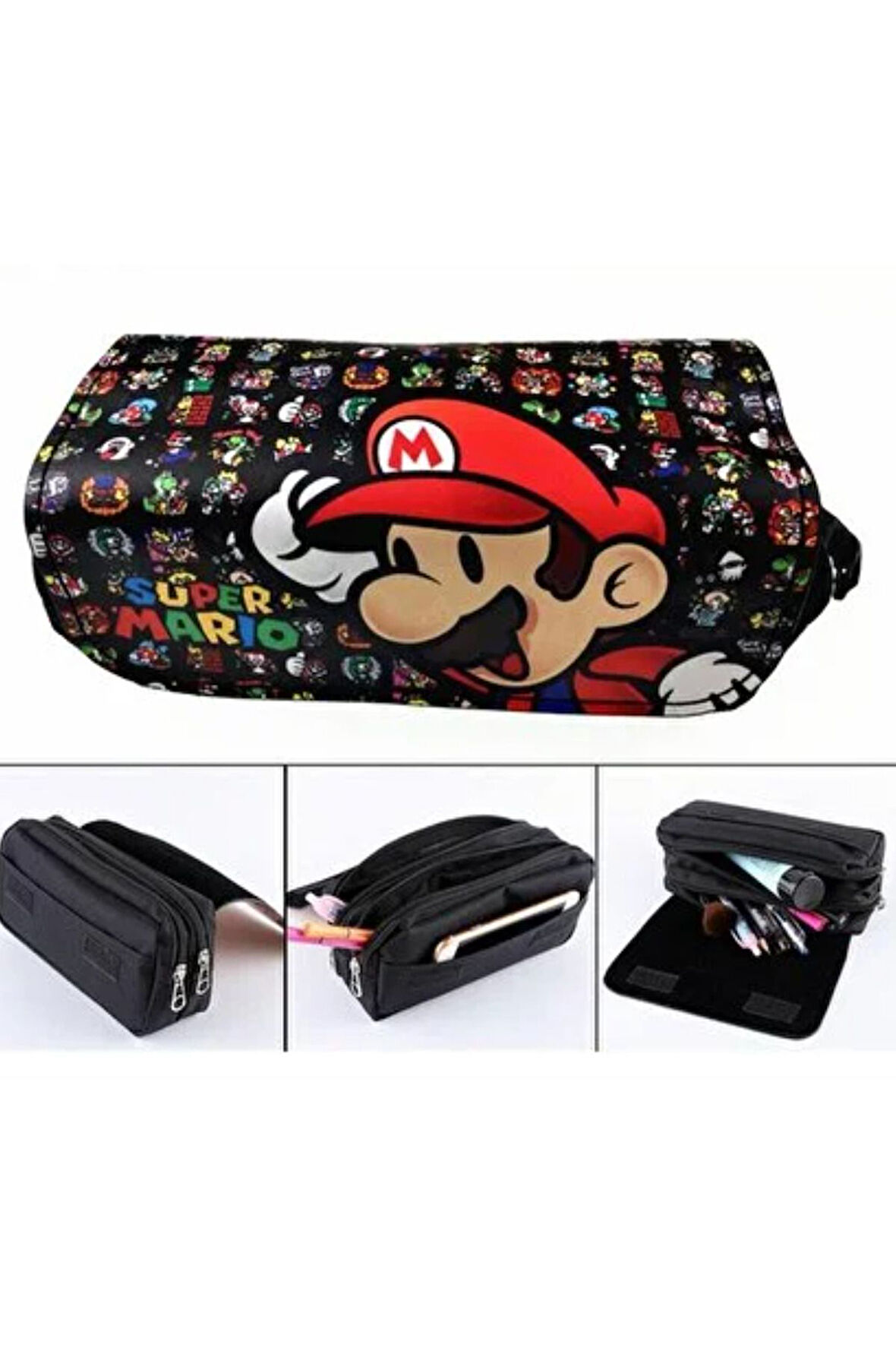Super Mario Büyük Çift Fermuar Kalem Kutu