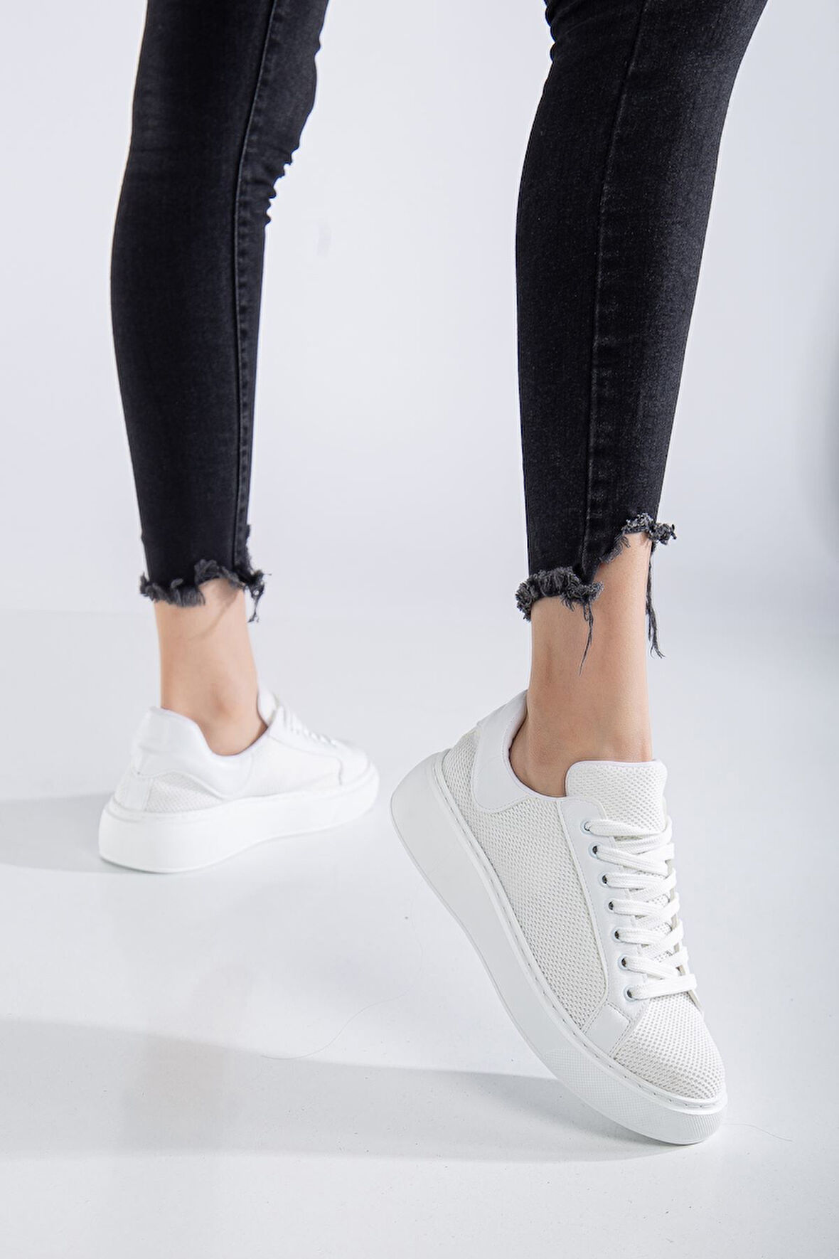 Jose Kadın Beyaz Triko Spor Ayakkabı 