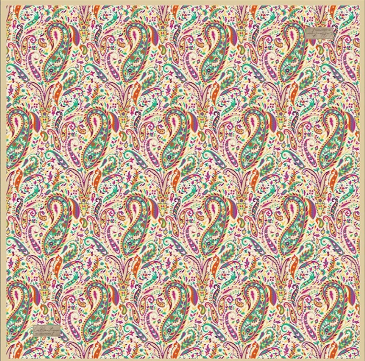 La Boutique Tivil Saf İpek Eşarp 236906 - 49088 Beyaz Karışık Desen