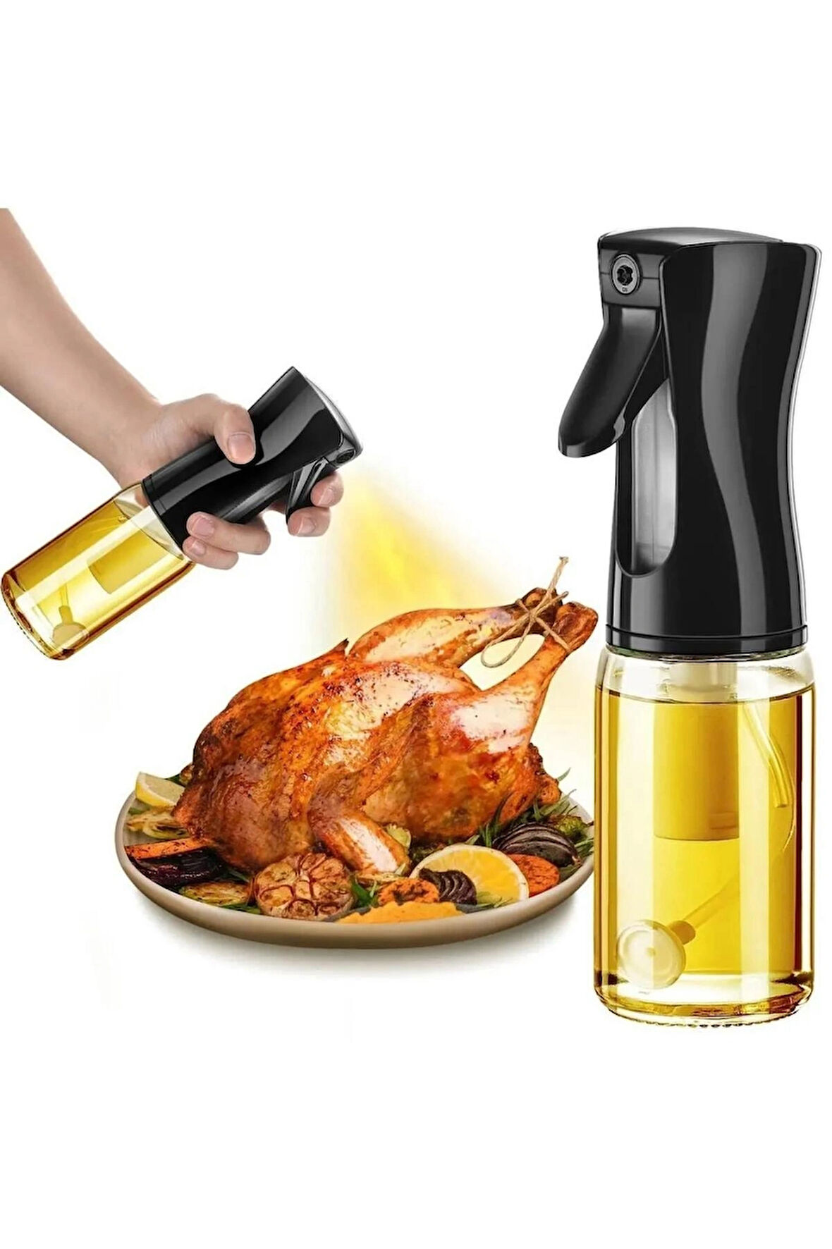 Yemeklik Yağ Spreyi Airfryer Yağdanlık Zeytinyağı Ve Limon Yağı Sprey Şişesi Siyah