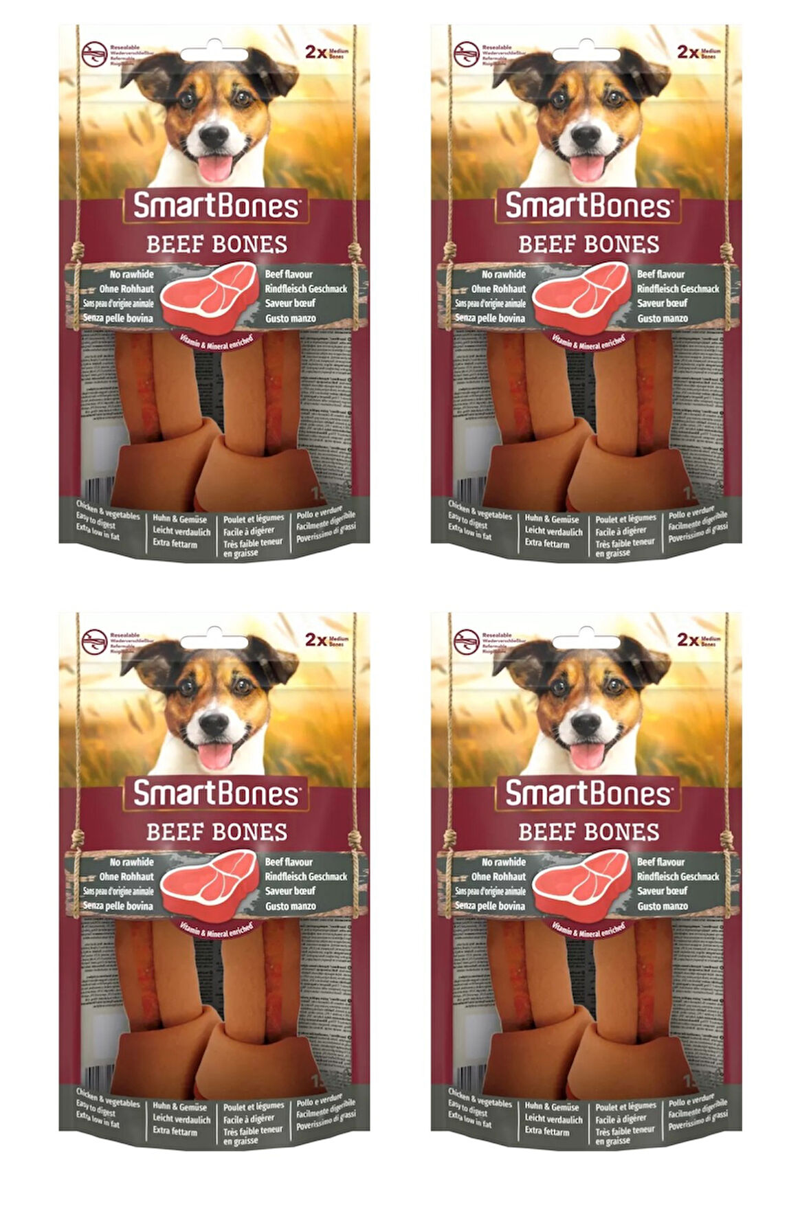 Smartbones Biftekli Medium Kemik 2 Li 158 Gr. X 4 Adet