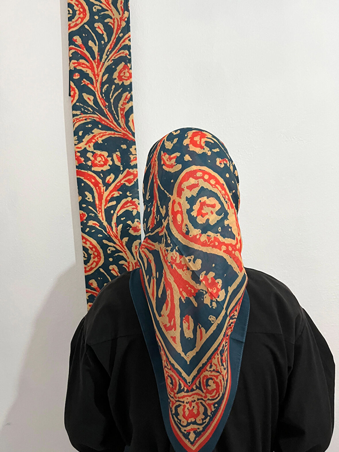 Aminenesil Soft Pamuk Etnik Desen Petrol Sarı Renk Eşarp