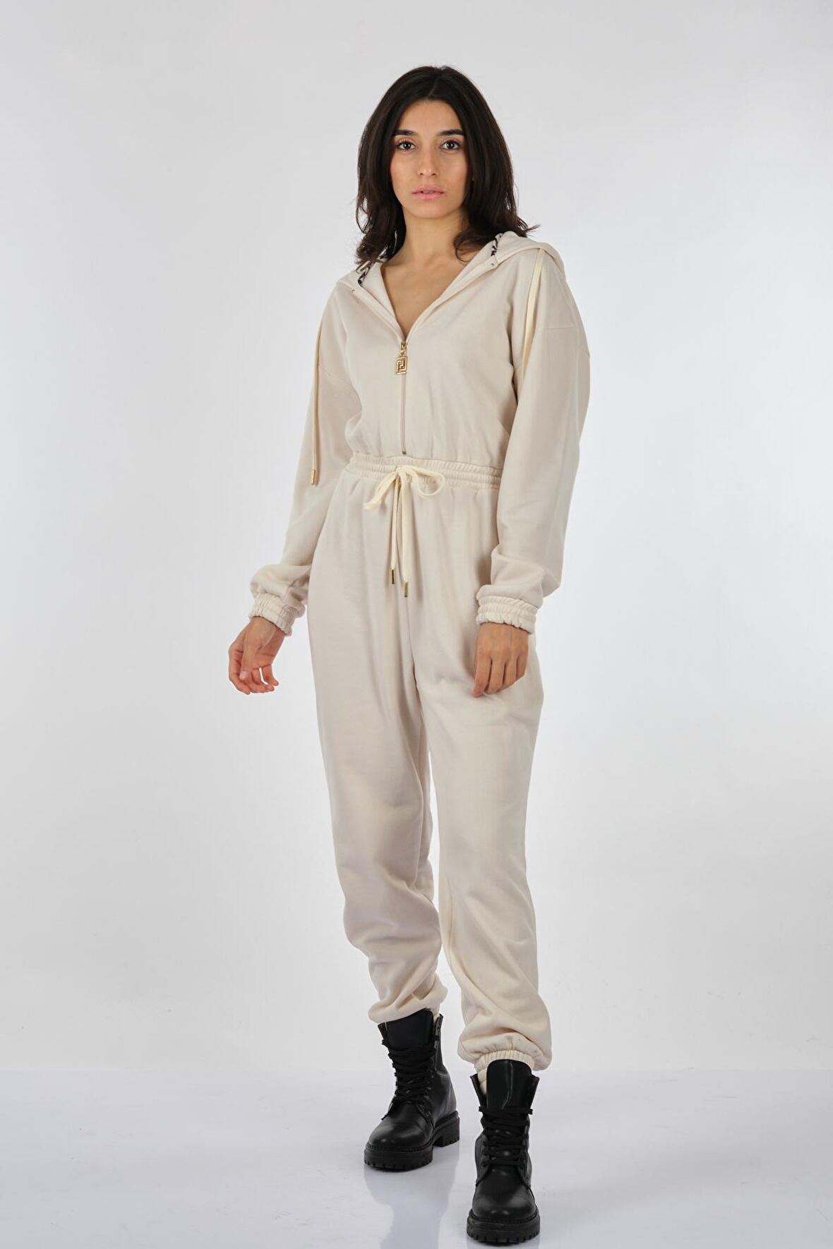 BSB KAPÜŞONLU FERMUARLI KREM Kadın TULUM 046-044003