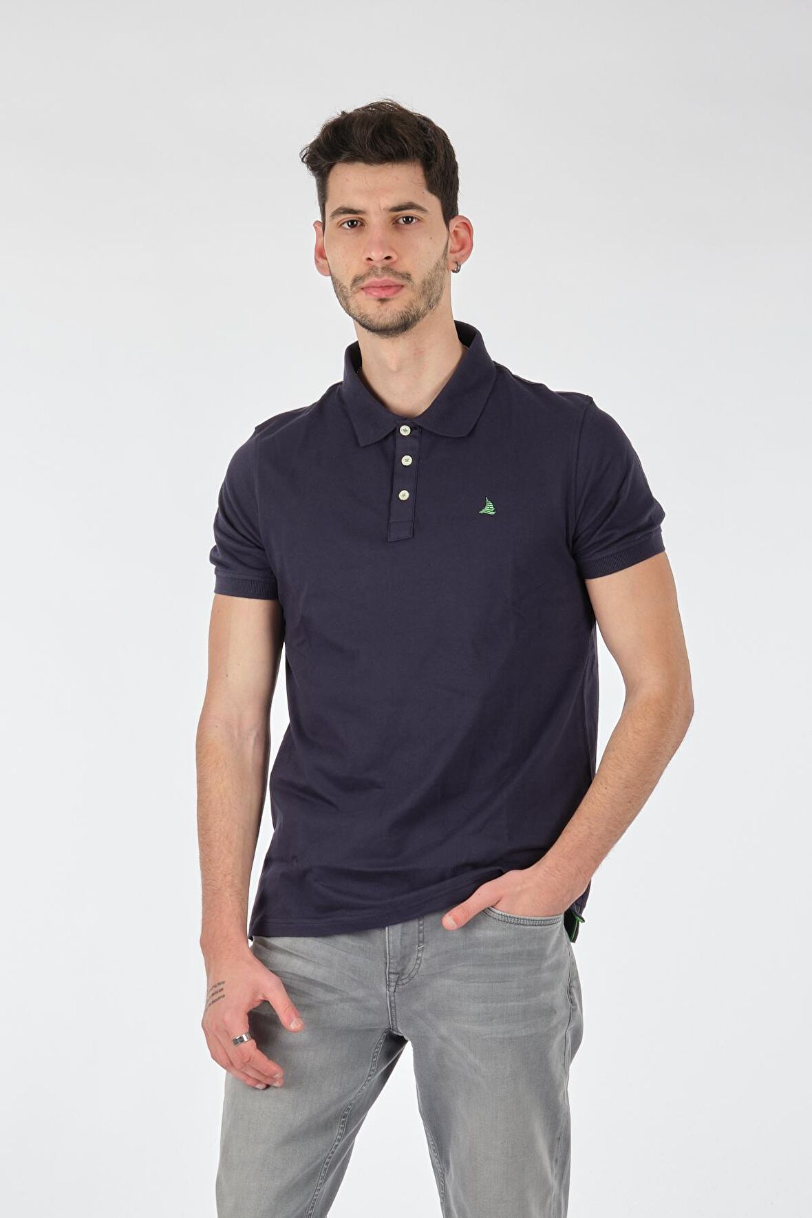 Porto Cervo Polo Yaka Slim Fit Kısa Kollu Lacivert Erkek t-shirt 221220200