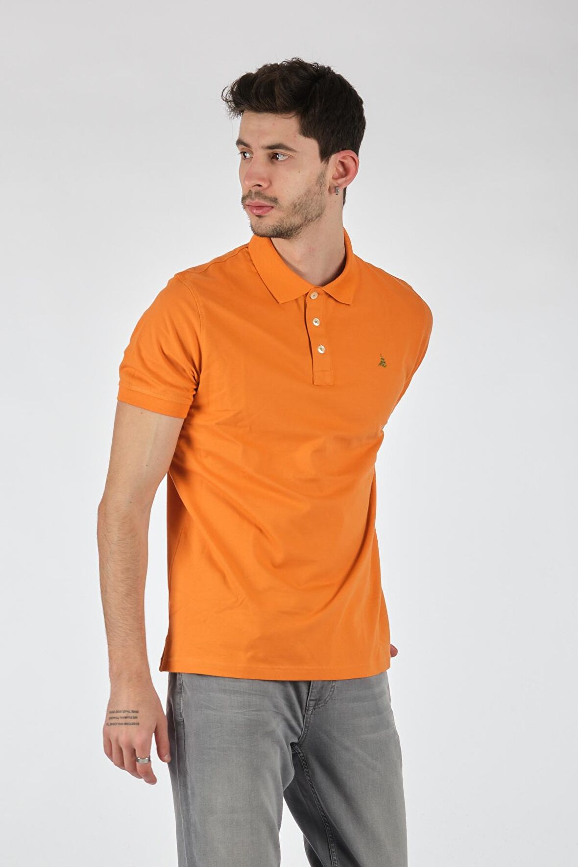Porto Cervo Polo Yaka Slim Fit Kısa Kollu Turuncu Erkek T-shırt 221220200