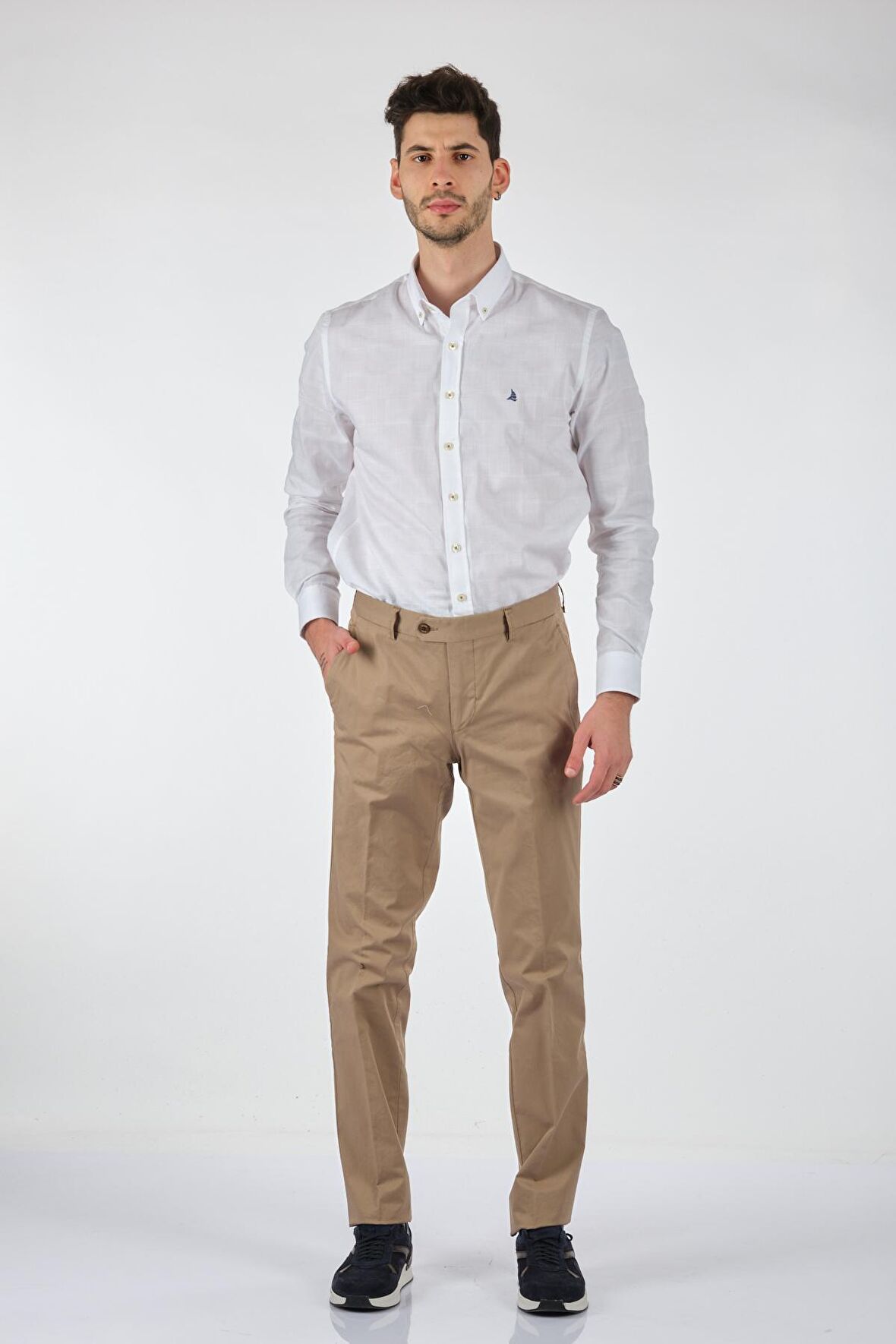 Ecer Slim Fit Dar Paça Normal Bel Bej Erkek Pantolon 00536210